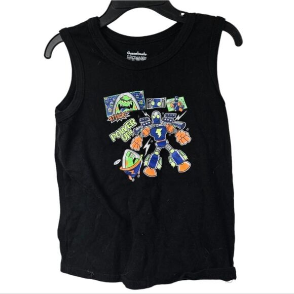Toddler Boy 4T Robot Tank Top Sleeveless T-Shirt Casual Kids Graphic Print Tee - Picture 1 of 4